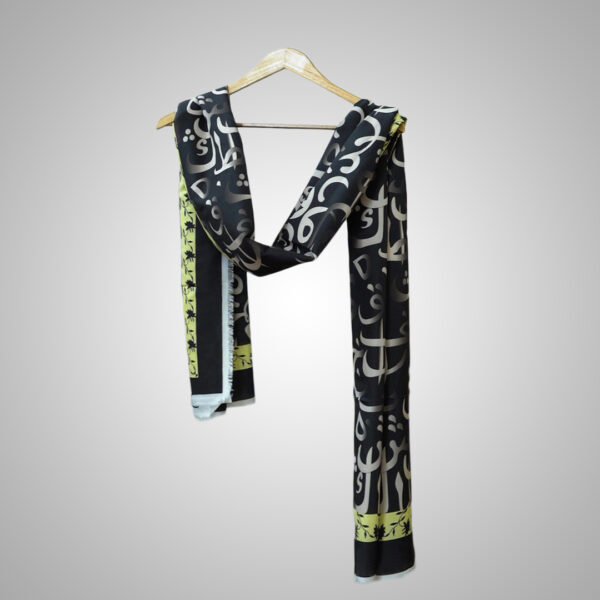 Luxe Black Calligraphy Digital Printed Dupatta
