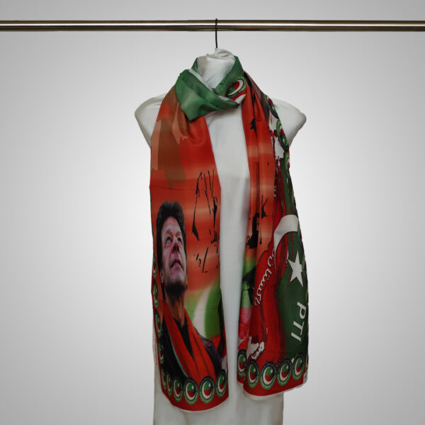 Green & Red Political Themed Digital Printed Dupatta - Image 4