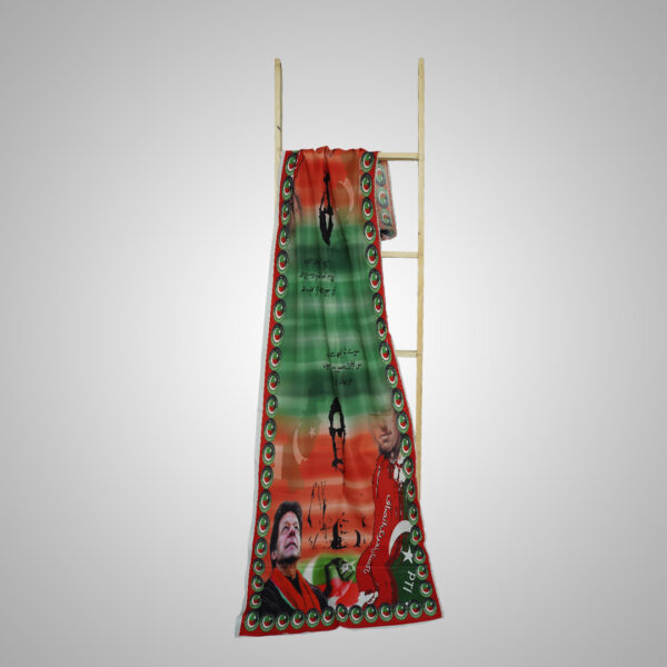 Green & Red Political Themed Digital Printed Dupatta - Image 3