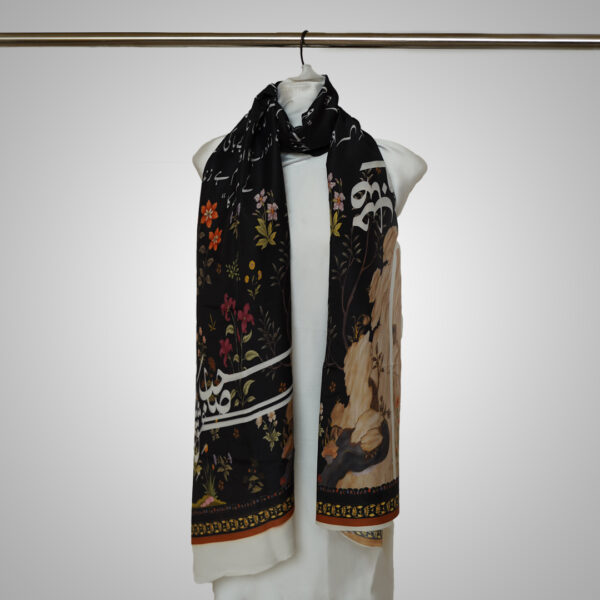 Noir Elegance Poetry Digital Printed Dupatta