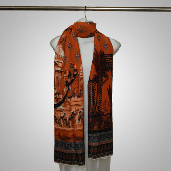 Heritage-Inspired Digital Printed Lawn-Polyester Dupatta - Image 2