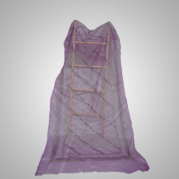 Purple Organza Dupatta with Hand Printing - Image 4