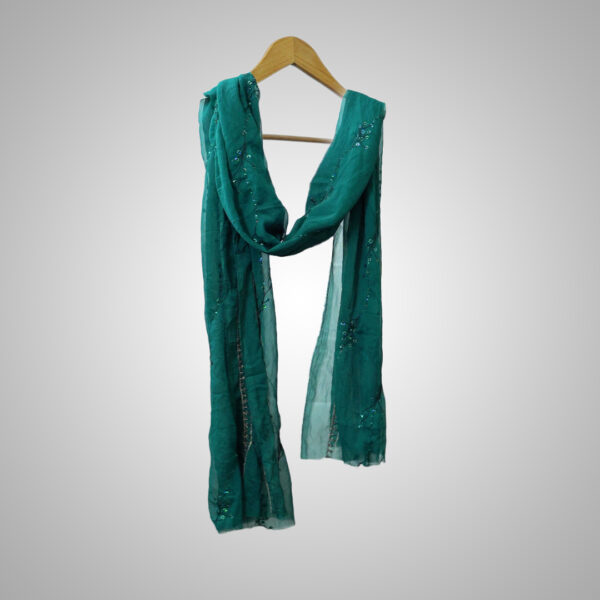 Embroidered Dupatta Dark Green