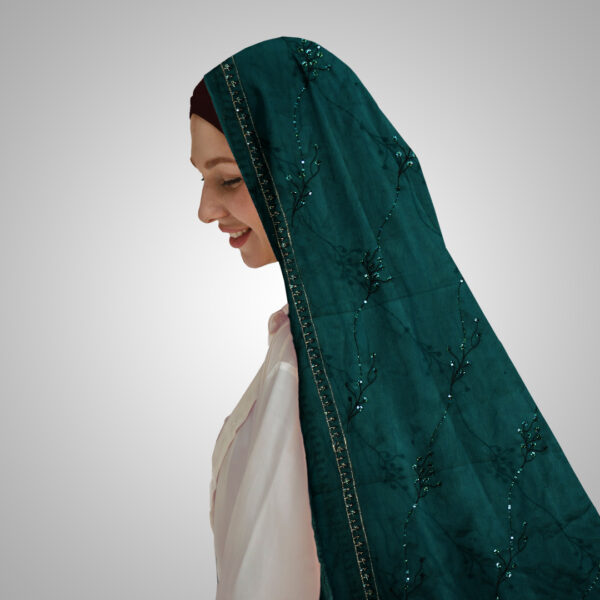Embroidered Dupatta Dark Green - Image 2