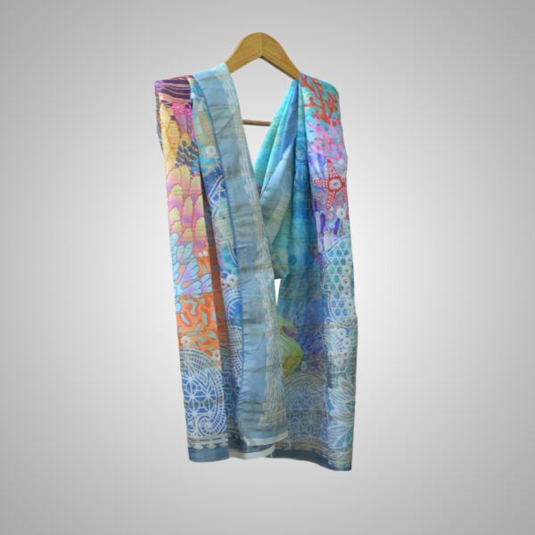 Ocean Bloom Multicolor Artistic Dupatta