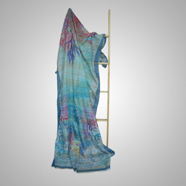 Ocean Bloom Multicolor Artistic Dupatta - Image 2