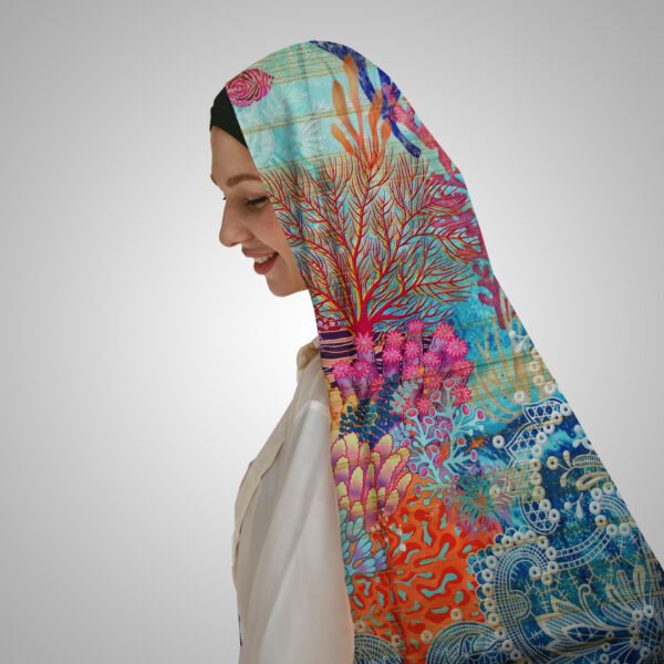 Ocean Bloom Multicolor Artistic Dupatta - Image 3