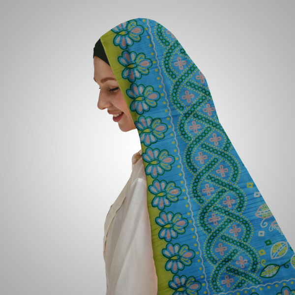 Mehfil Blue Ethnic Print Dupatta – Vibrant Charm in Every Drape - Image 4