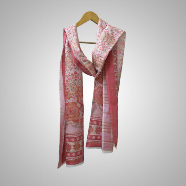 Gulzar Blush Pink Printed Dupatta – A Symphony of Subtle Elegance
