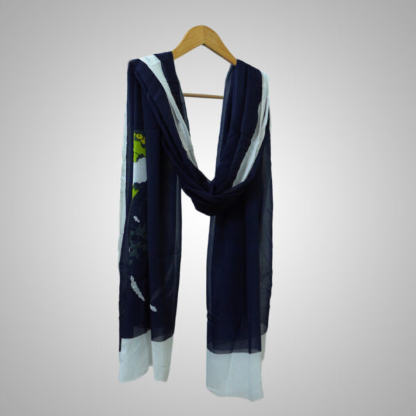 Abstract Floral Parrot Dupatta – Midnight Black