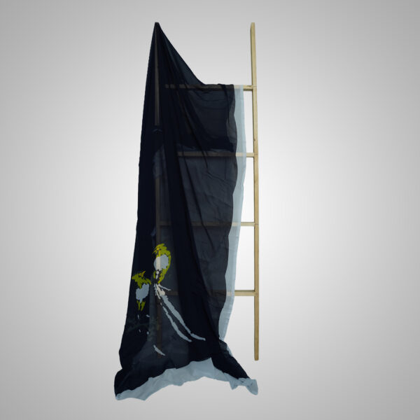 Abstract Floral Parrot Dupatta – Midnight Black - Image 2