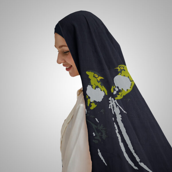Abstract Floral Parrot Dupatta – Midnight Black - Image 4