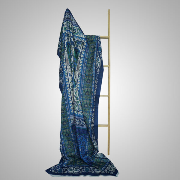 Royal Blue Ethnic Block Print Dupatta - Image 2