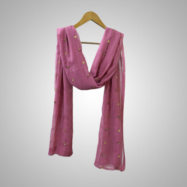 Rose Dusk Chiffon Gold Sequin Accents