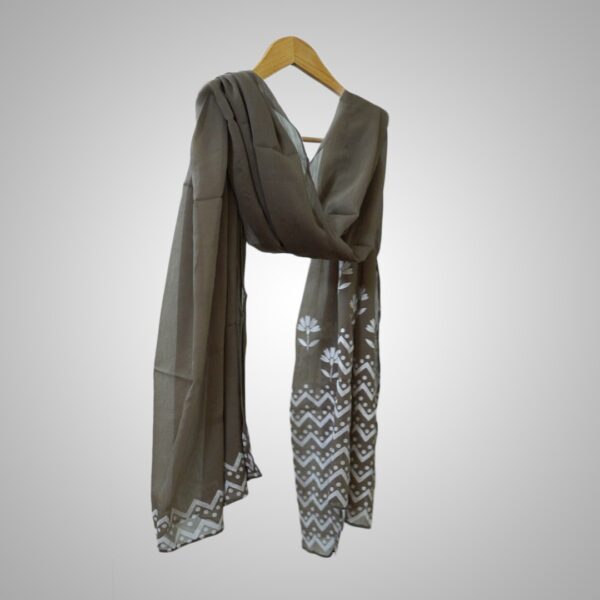 Classic Brown Floral Dupatta - Image 2
