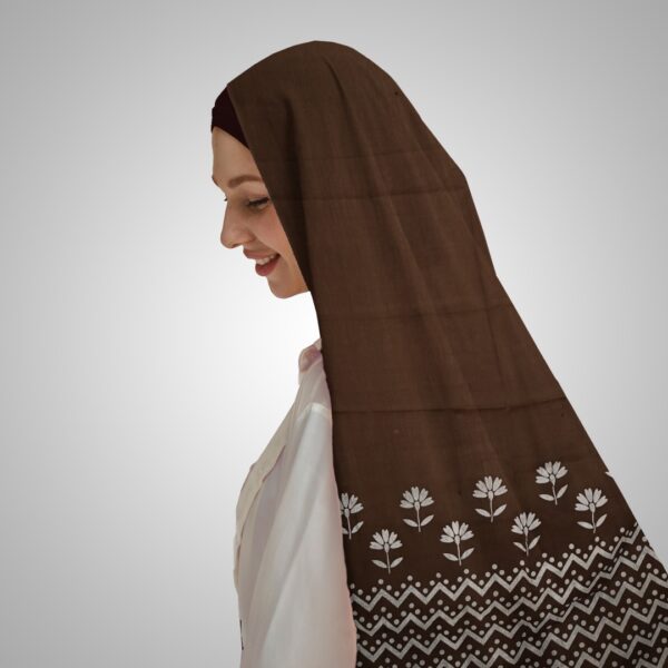 Classic Brown Floral Dupatta - Image 3